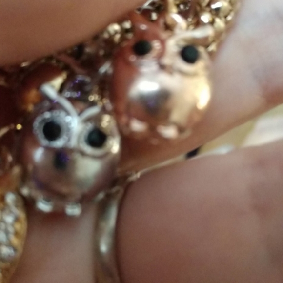 3pc Owl Charms Stretch Bracelets Dangle Gold-tone Silver-tone Rose Gold Upto 9" - Picture 8 of 8